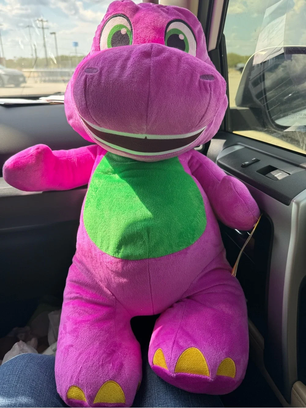 Fisher-Price Purple & Green Dinosaur Plush with Yellow Toe Accents